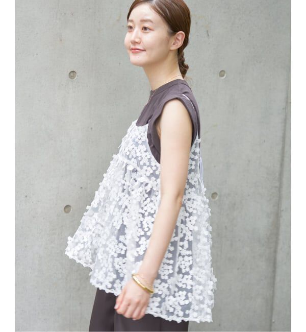 IENA「《WEB限定/追加2》フラワーエンブロイダリー キャミソール」|キャミソール|