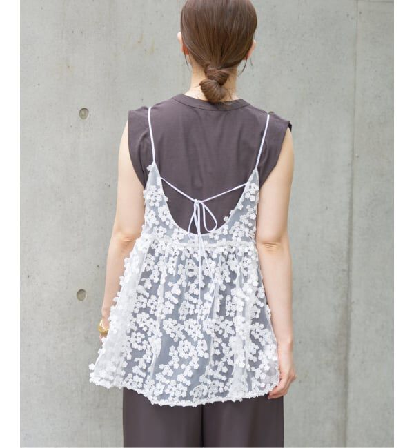 IENA「《WEB限定/追加2》フラワーエンブロイダリー キャミソール」|キャミソール|