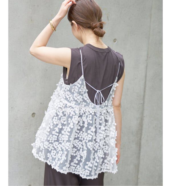 IENA「《WEB限定/追加2》フラワーエンブロイダリー キャミソール」|キャミソール|