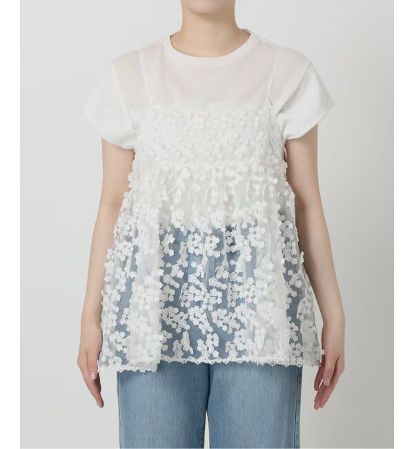 IENA「《WEB限定/追加2》フラワーエンブロイダリー キャミソール」|キャミソール|