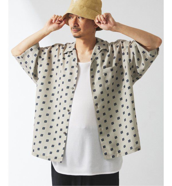 JOURNAL STANDARD relume「ホールパターン プリント オープンカラーシャツ」|シャツ・ブラウス|ベージュ