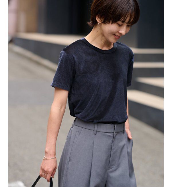 JOURNAL STANDARD relume「シアーベロアハーフスリーブTEE」|Tシャツ・カットソー|ネイビー