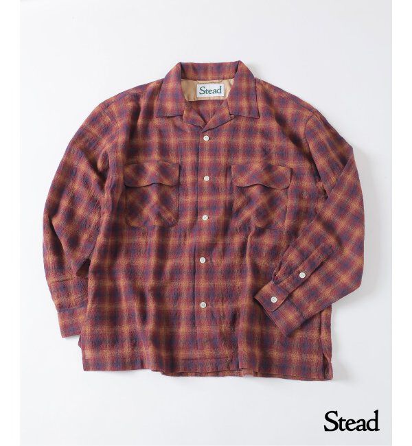 J.S.Homestead「Stead / ライト ウール オンブレー チェック シャツ」|シャツ・ブラウス|ボルドー