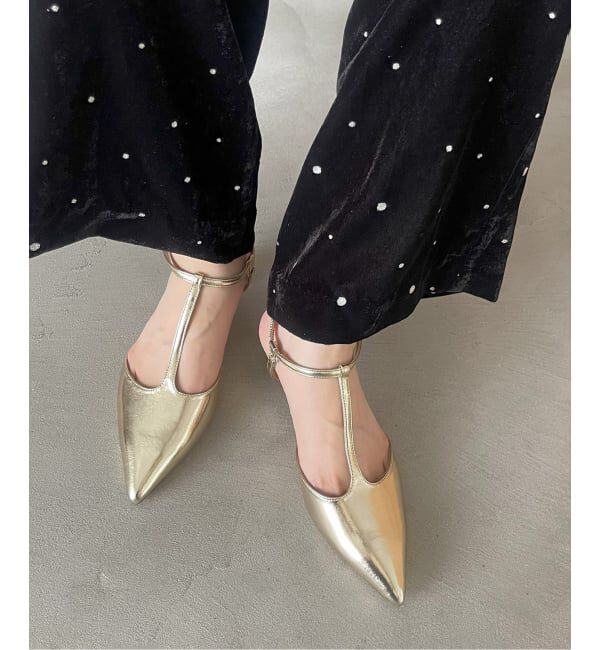  「4cmTストラップパンプス」|パンプス|ゴールド