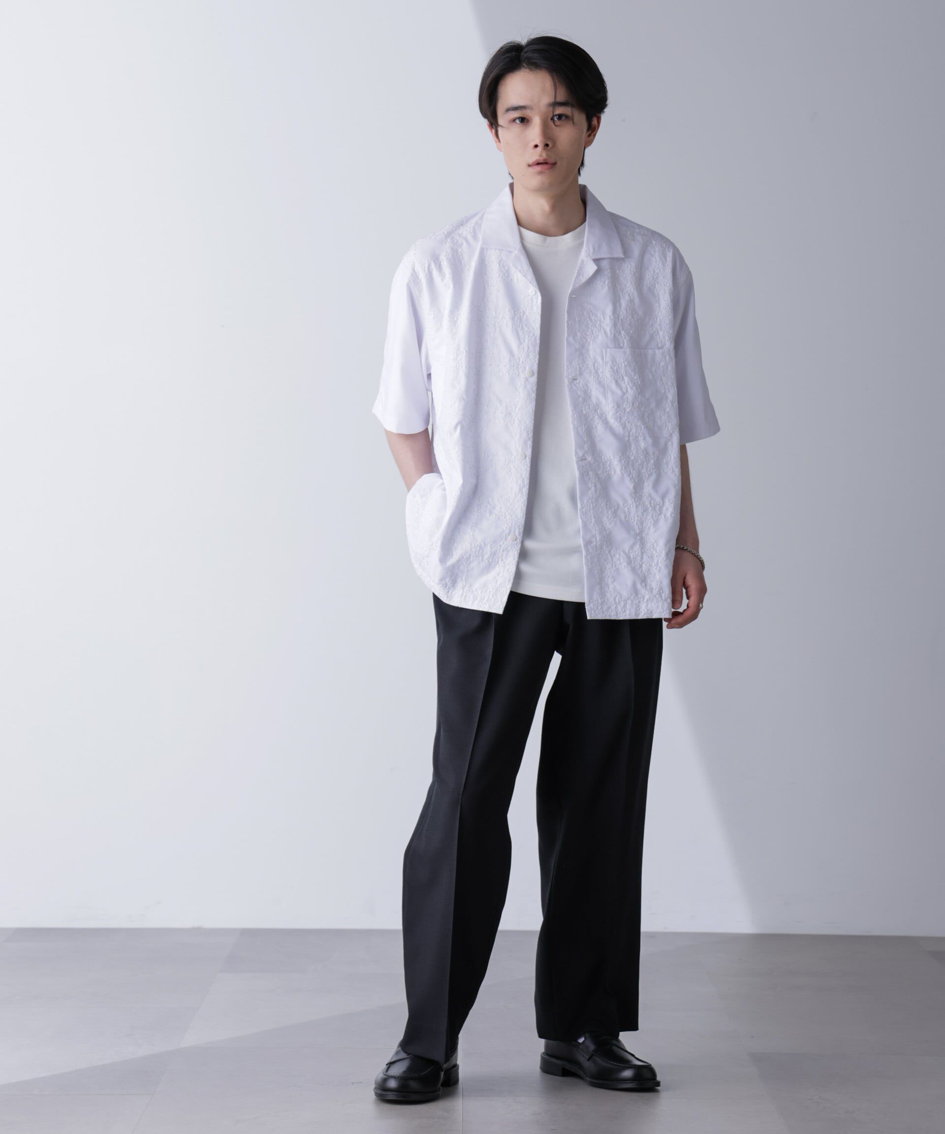 nano･universe「刺繍切替シャツ」|シャツ・ブラウス|