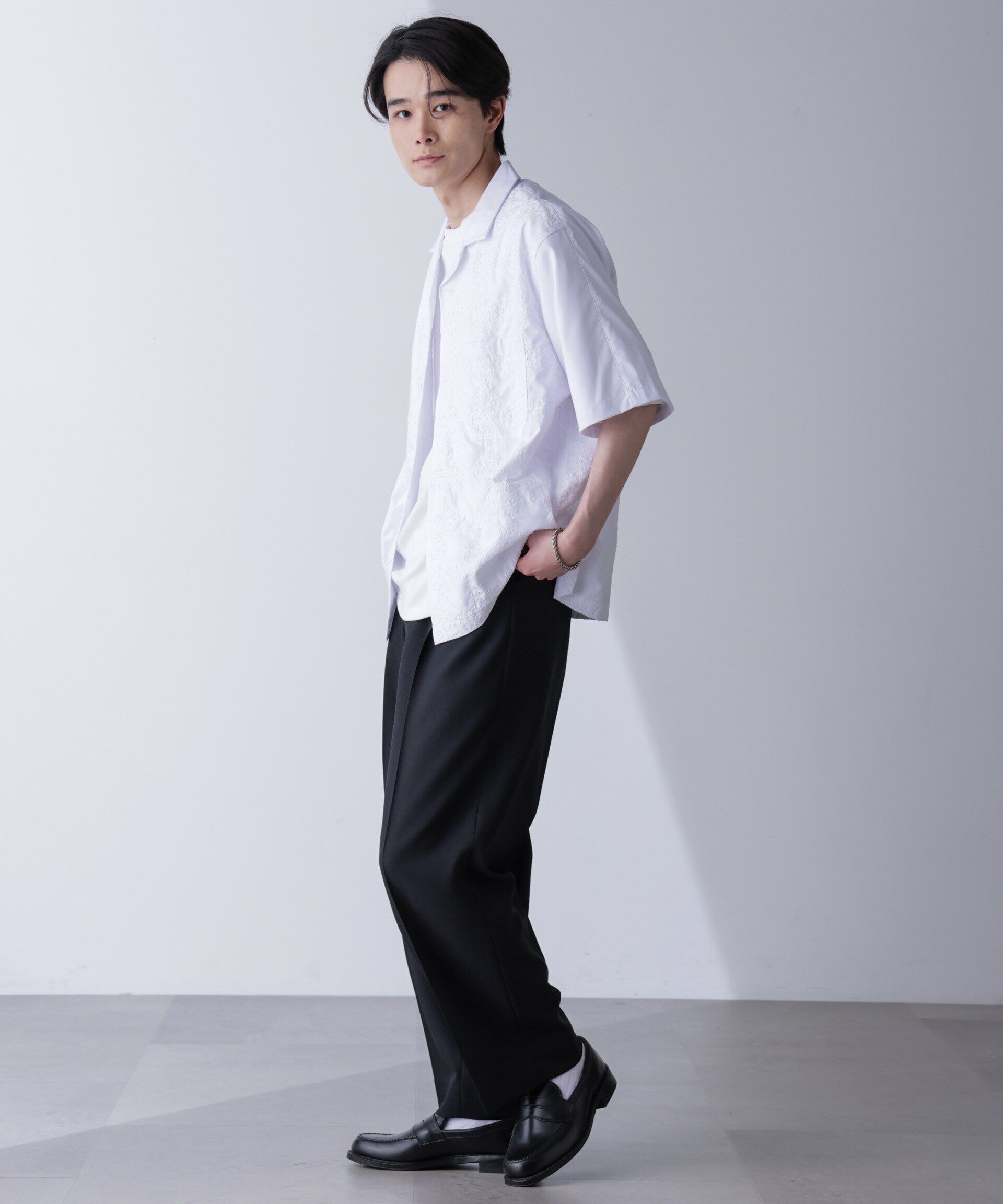 nano･universe「刺繍切替シャツ」|シャツ・ブラウス|