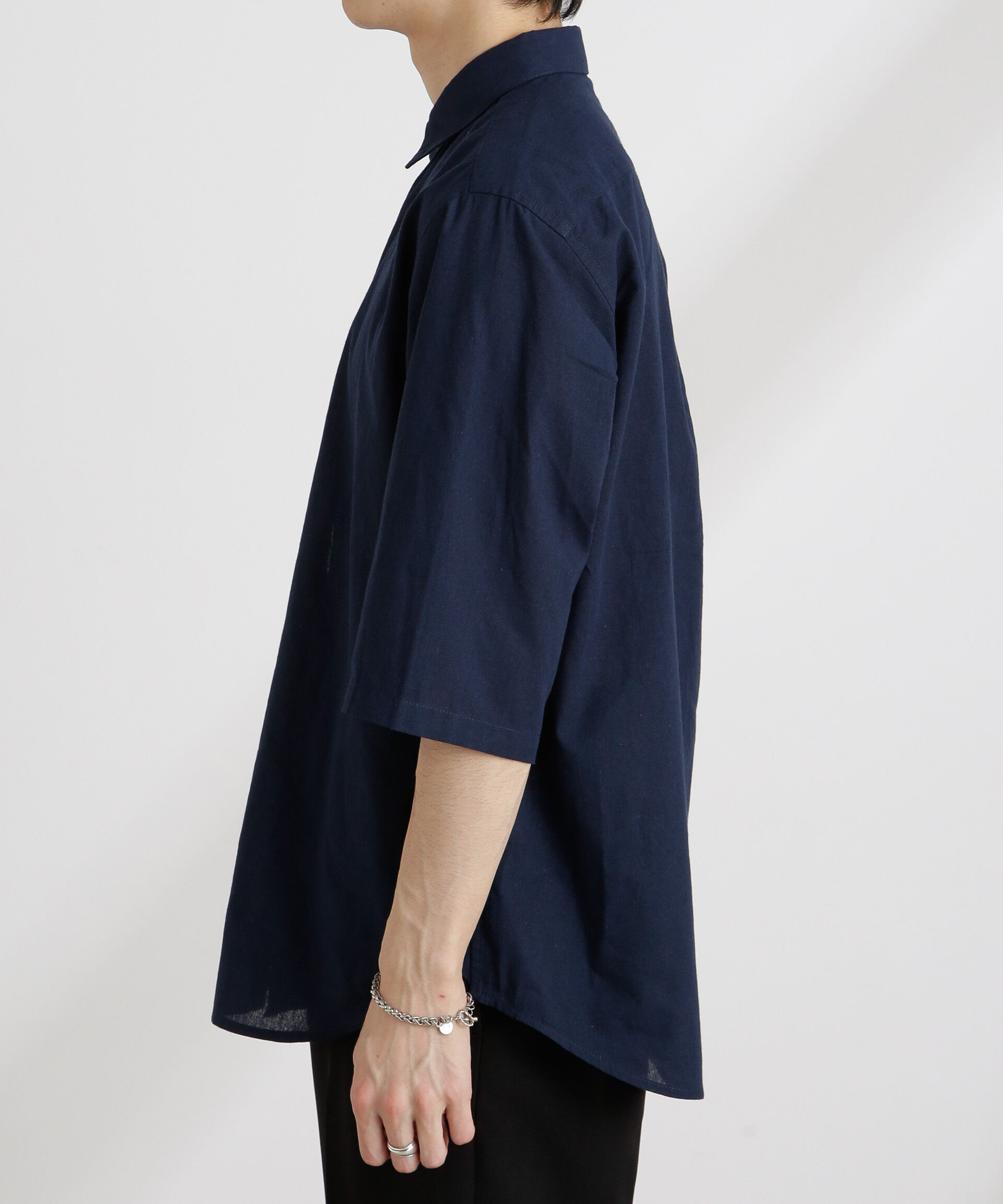 nano･universe「クールマックスリネンレギュラーカラー7分袖」|シャツ・ブラウス|