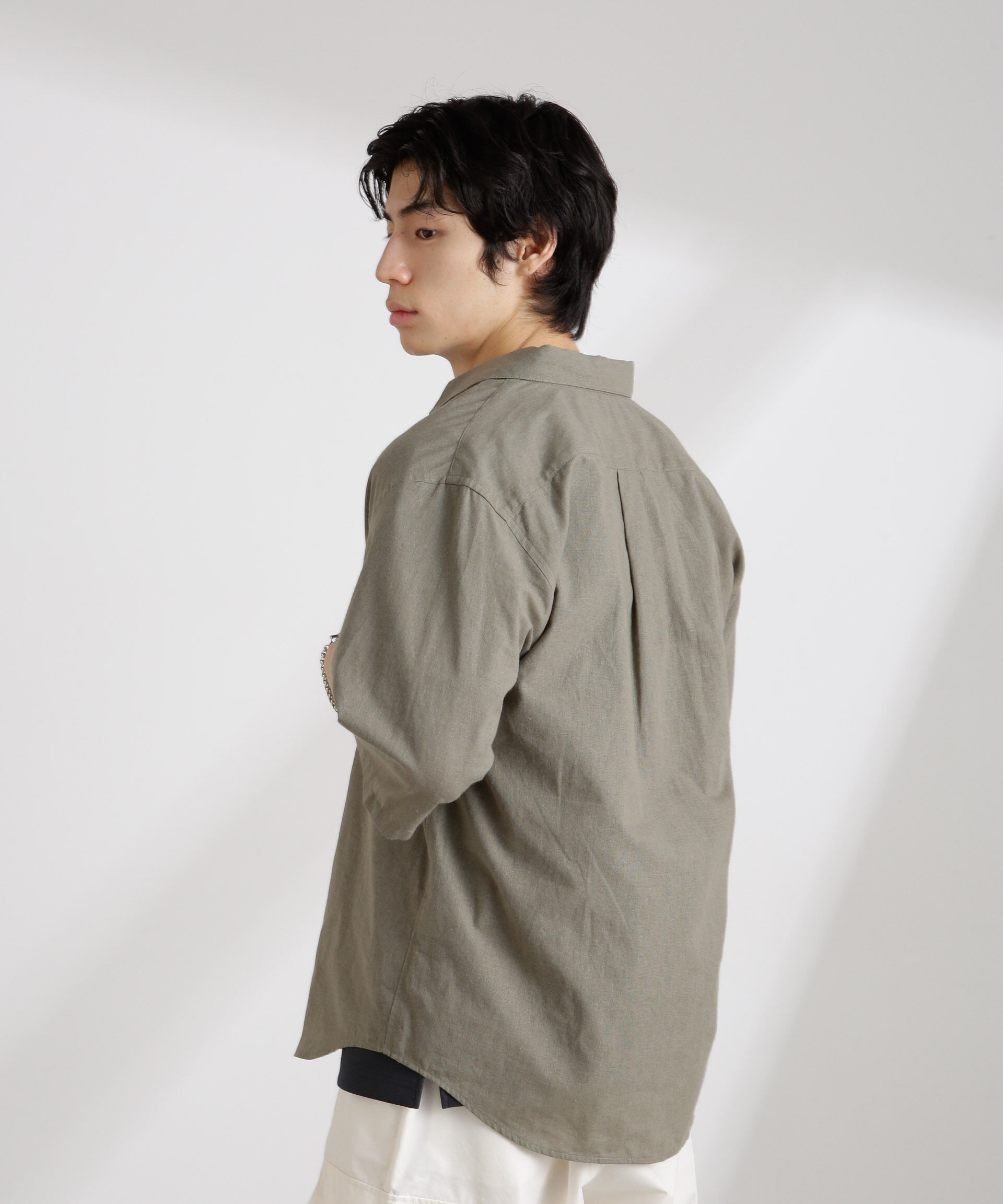 nano･universe「クールマックスリネンレギュラーカラー7分袖」|シャツ・ブラウス|