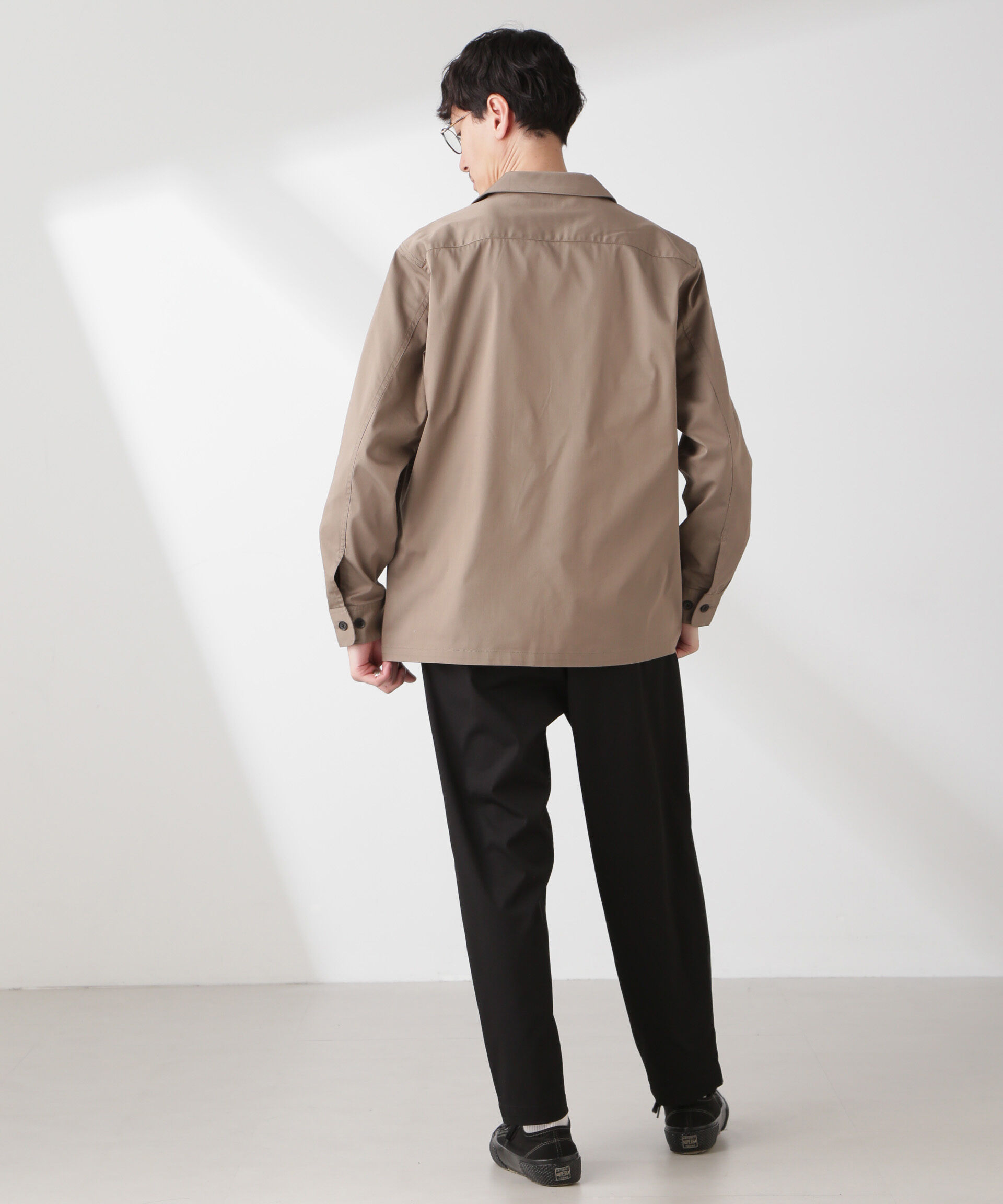 nano･universe「コットンライクツイルツータックテーパードイージーパンツ」|チノ|