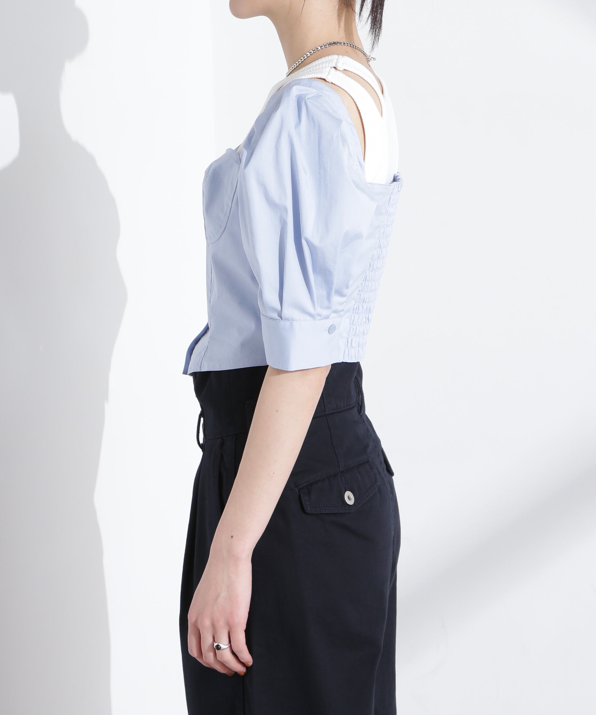 nano･universe「パフスリーブビスチェトップス」|シャツ・ブラウス|