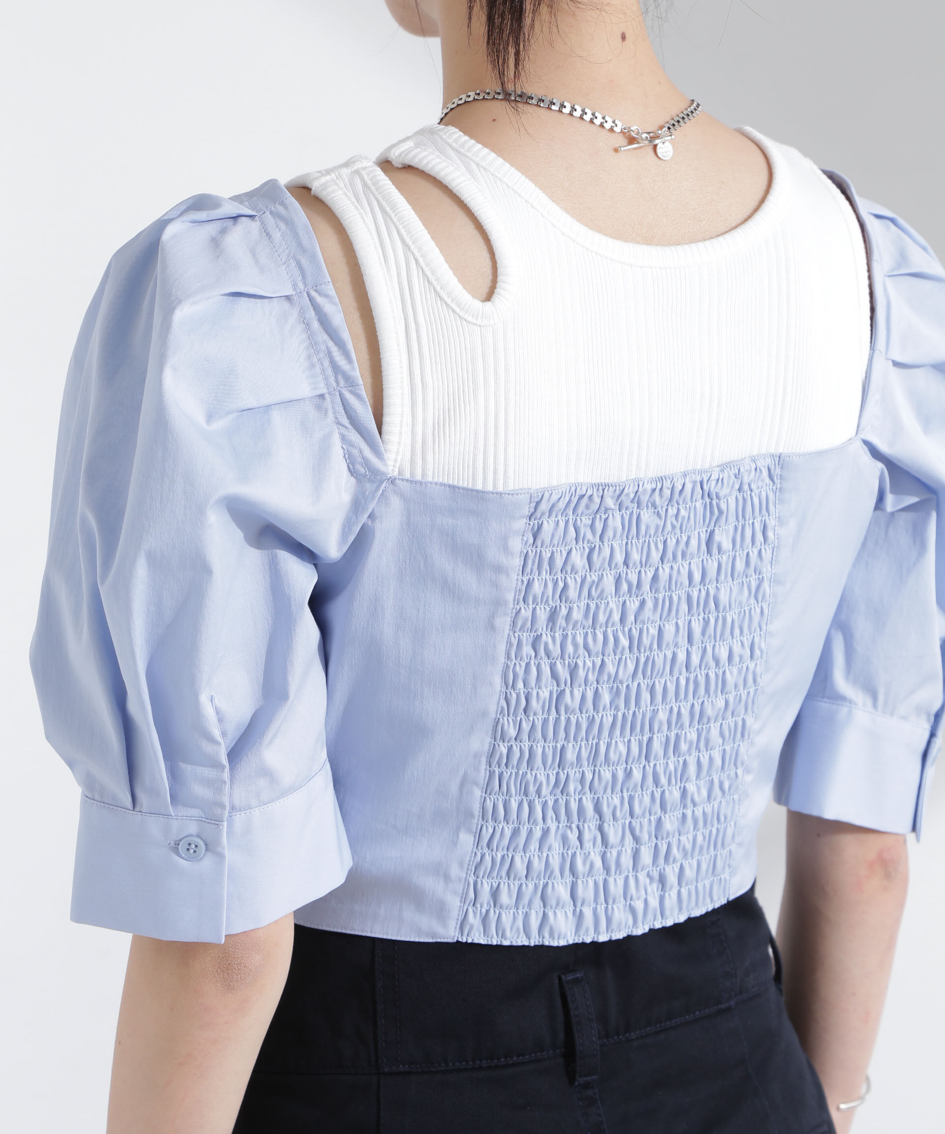 nano･universe「パフスリーブビスチェトップス」|シャツ・ブラウス|
