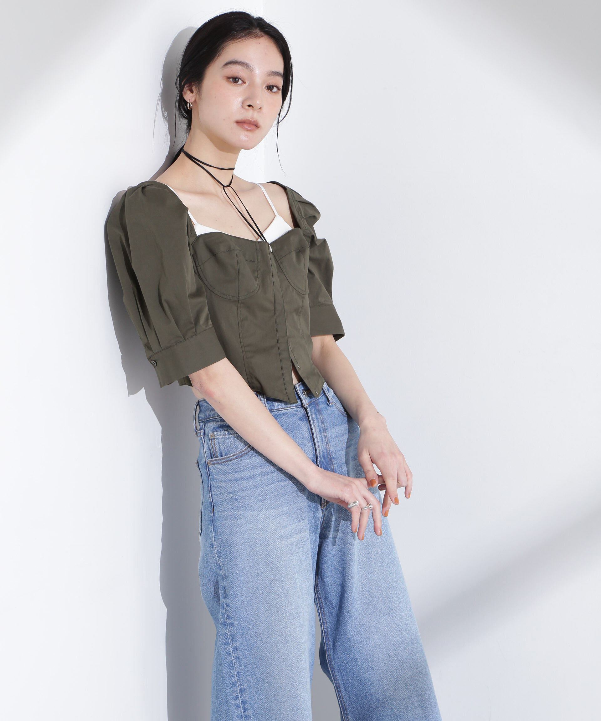 nano･universe「パフスリーブビスチェトップス」|シャツ・ブラウス|