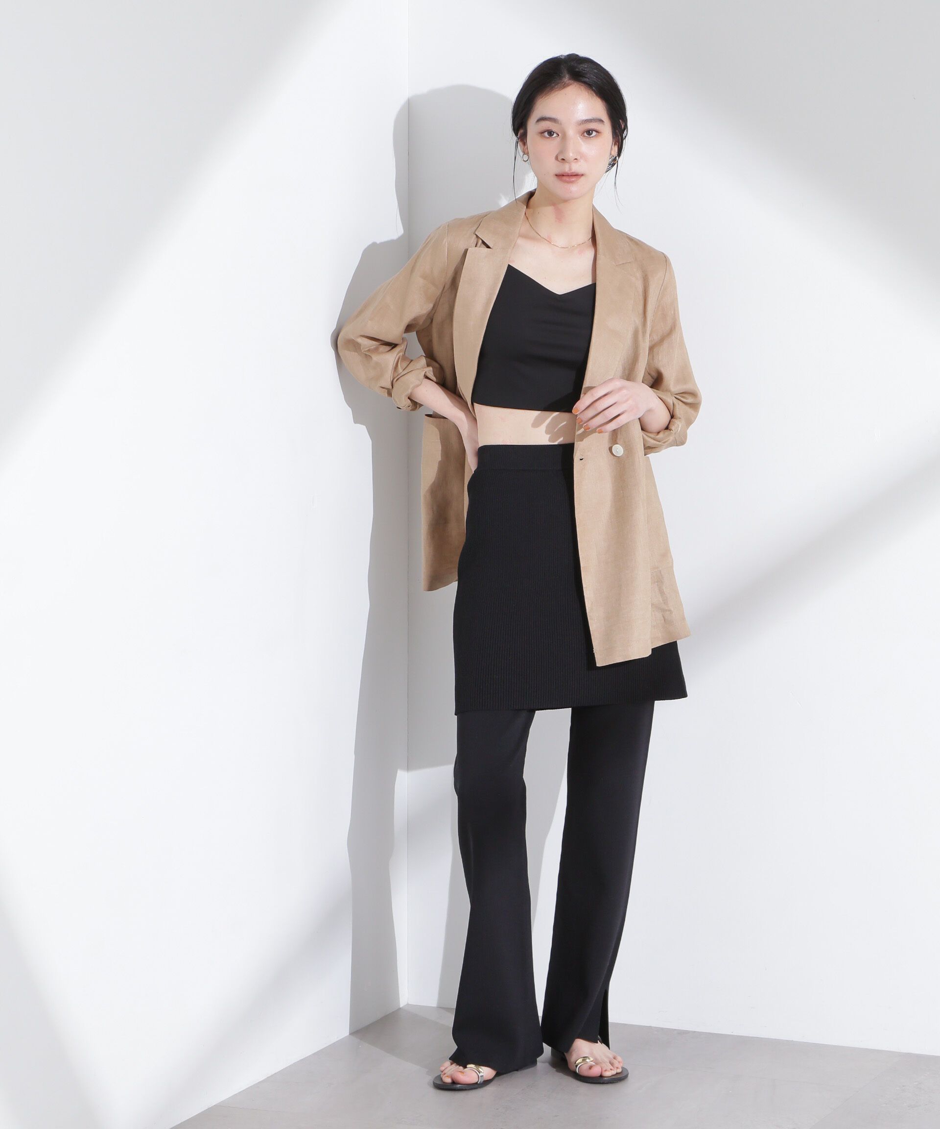 nano･universe「レイヤードニットパンツ」|チノ|