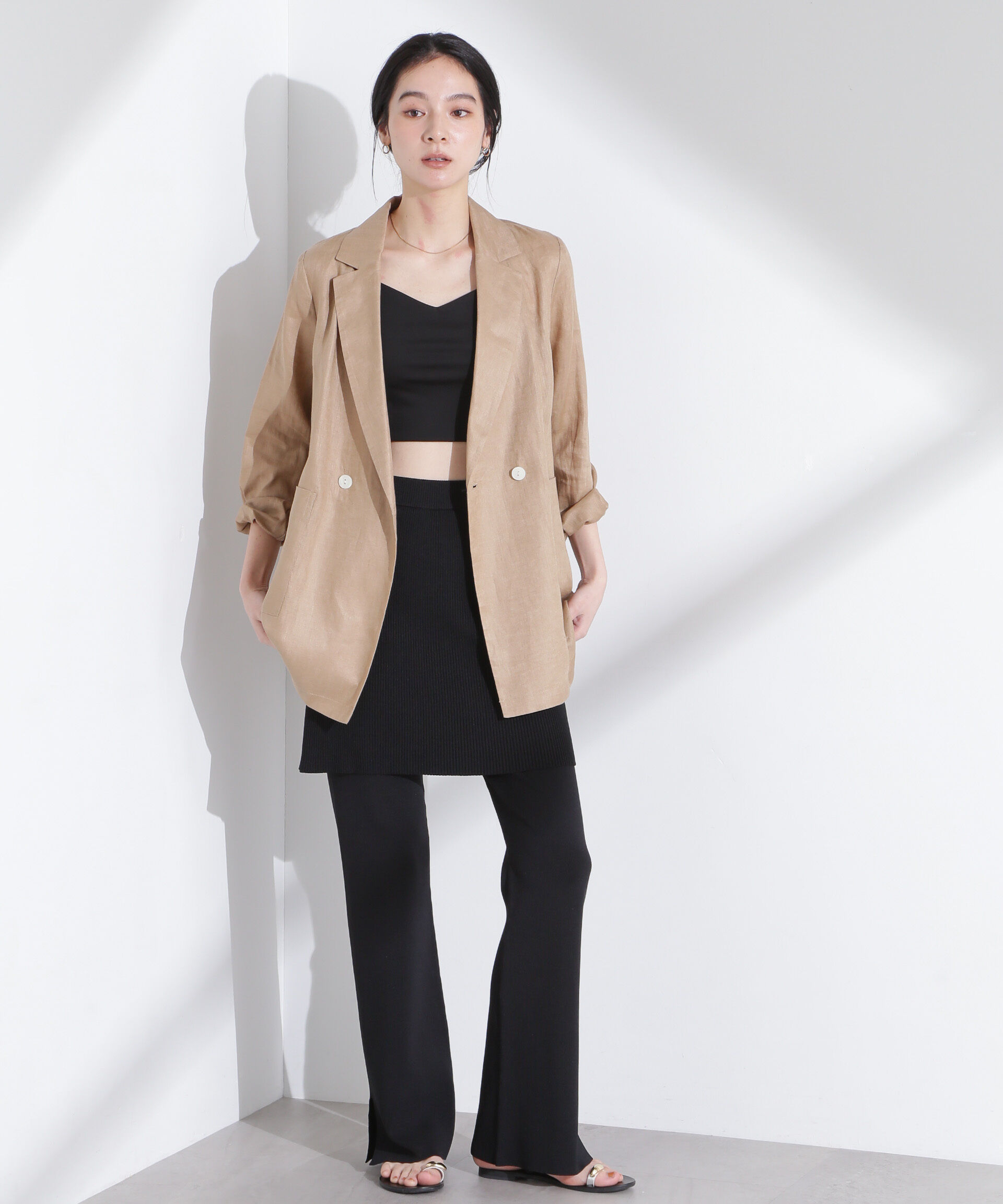 nano･universe「レイヤードニットパンツ」|チノ|