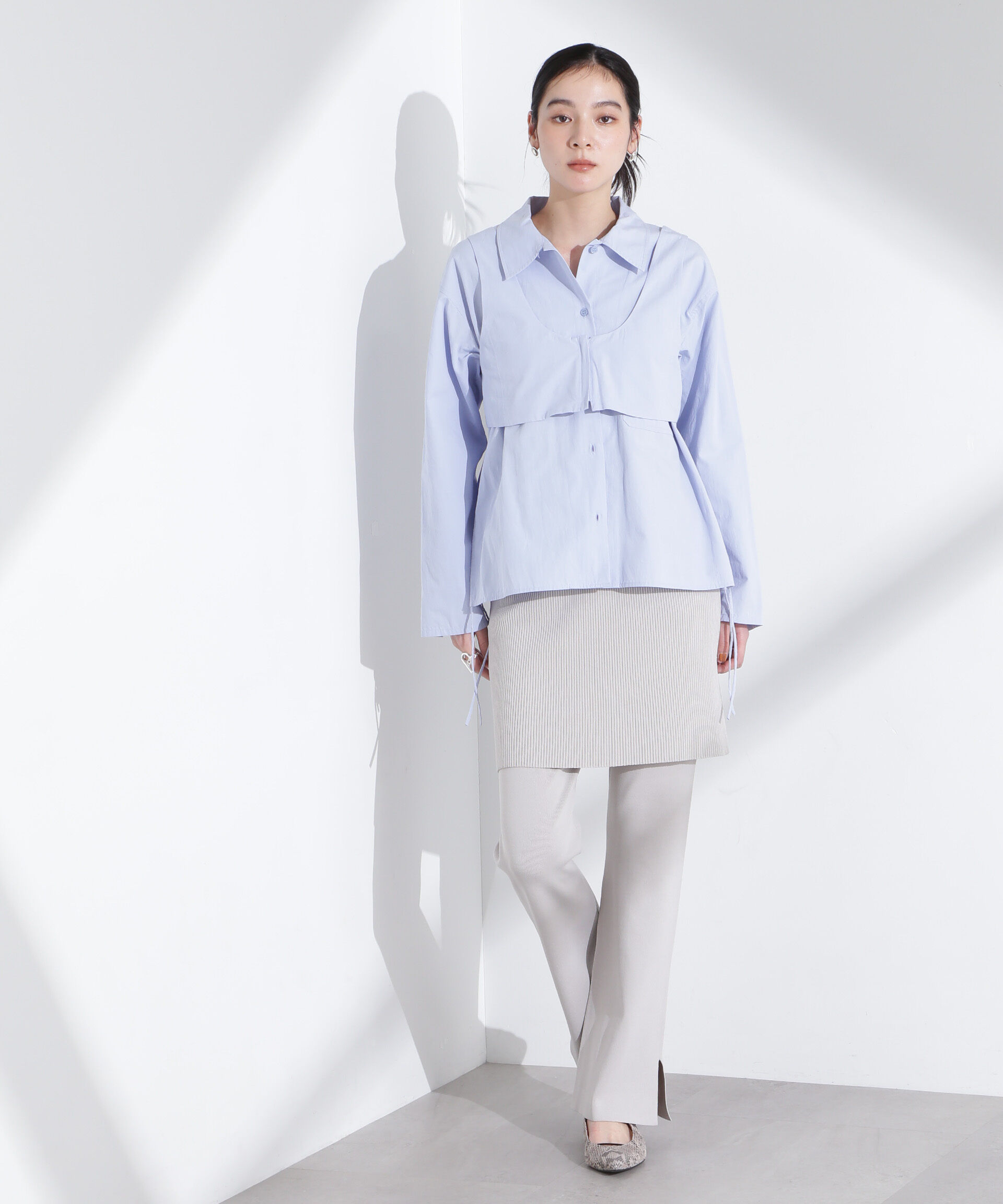 nano･universe「レイヤードニットパンツ」|チノ|