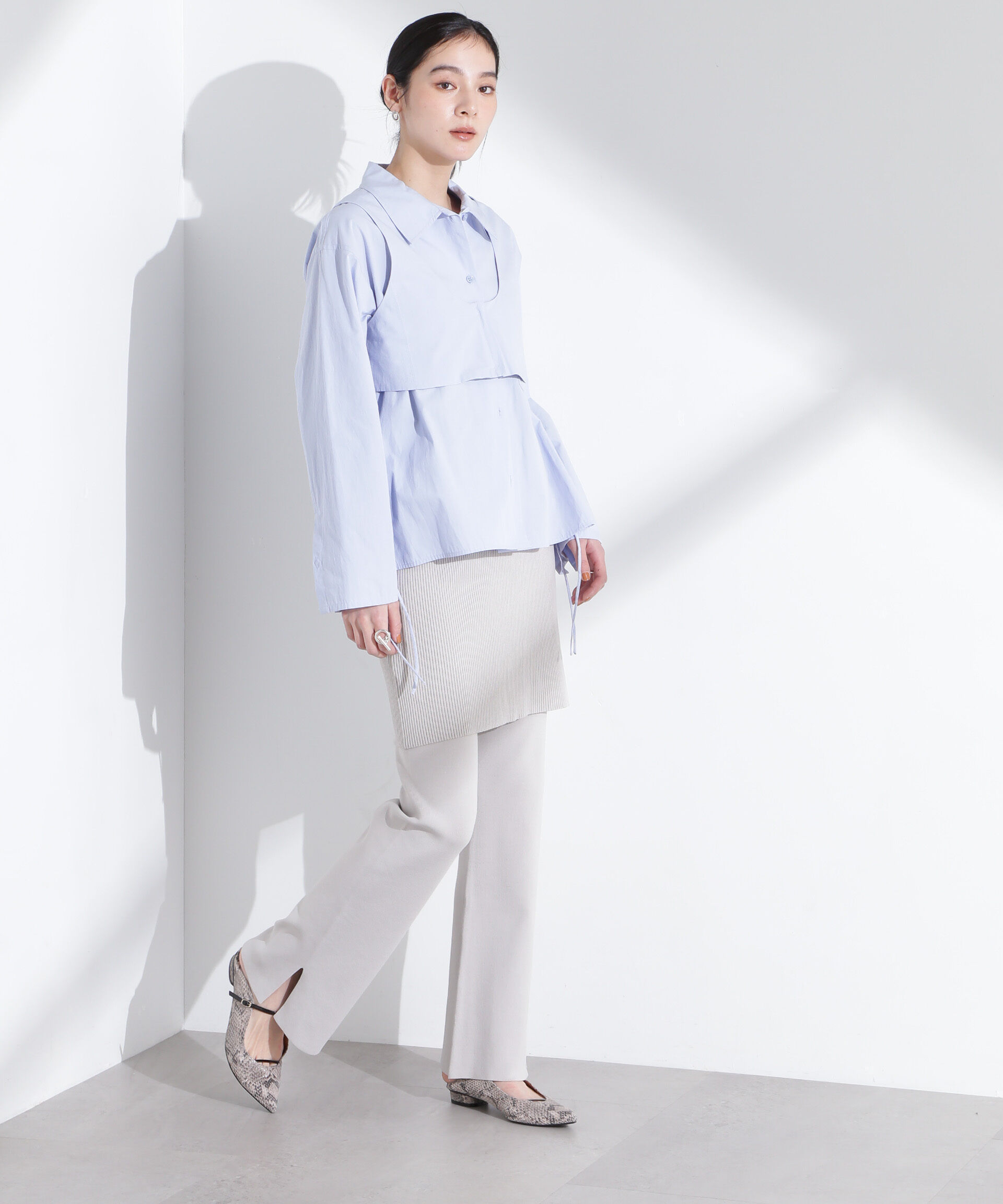 nano･universe「レイヤードニットパンツ」|チノ|