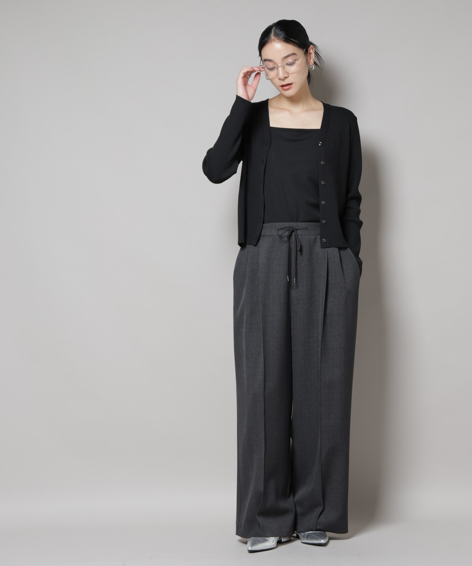 nano･universe「CICA&UVカット加工Vネックリブカーディガン」|ニット・セーター|