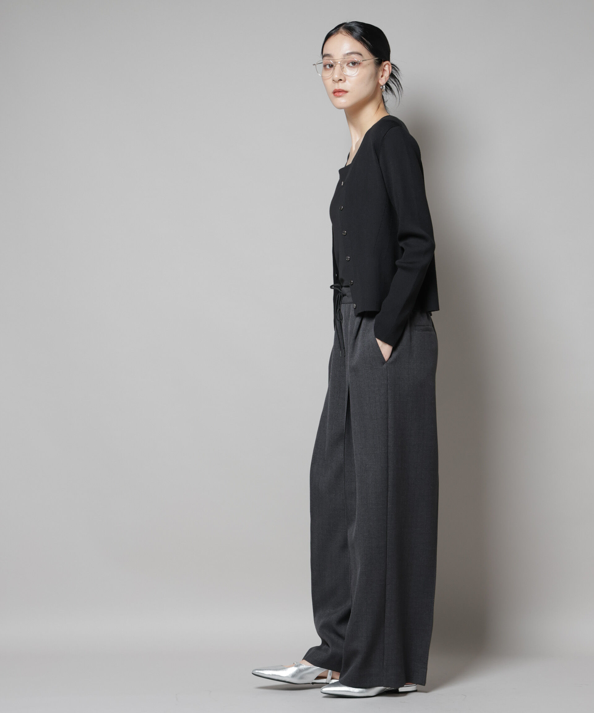 nano･universe「CICA&UVカット加工Vネックリブカーディガン」|ニット・セーター|