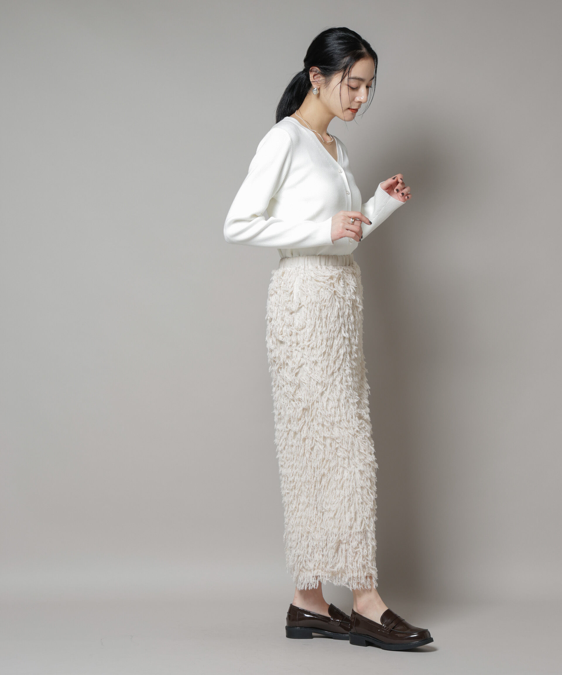 nano･universe「CICA&UVカット加工Vネックリブカーディガン」|ニット・セーター|