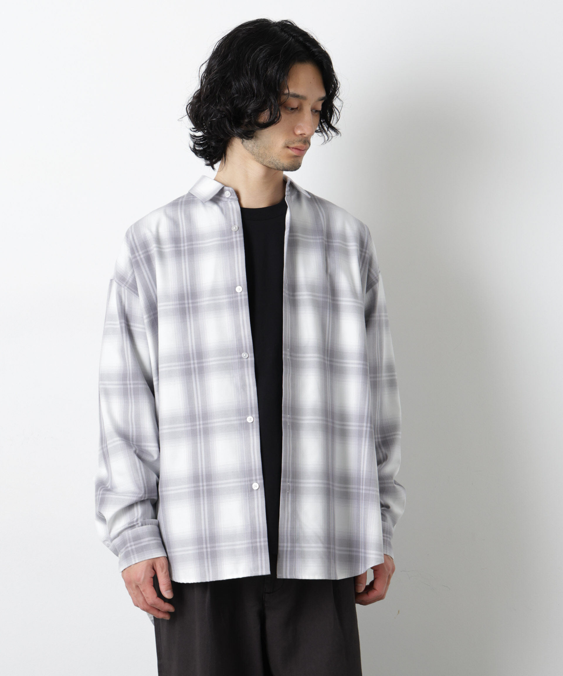 nano･universe「ビッグドレープチェックシャツ 長袖」|シャツ・ブラウス|