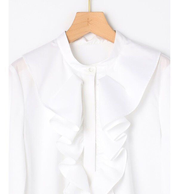 組曲「【KUMIKYOKU NAVY】コットンタッチシャーティングラッフルフレア ブラウス」|シャツ・ブラウス|