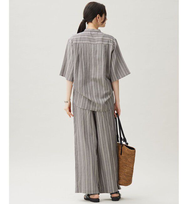 自由区「【セットアップ対応】リネンビスコースストライプ シャツ」|シャツ・ブラウス|