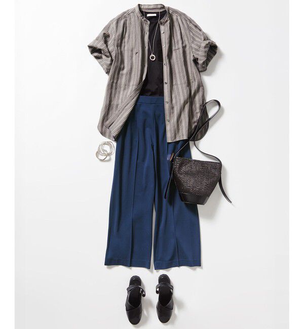 自由区「【セットアップ対応】リネンビスコースストライプ シャツ」|シャツ・ブラウス|