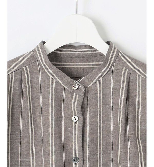 自由区「【セットアップ対応】リネンビスコースストライプ シャツ」|シャツ・ブラウス|