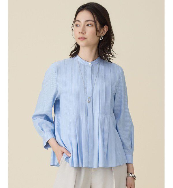 自由区「ドレープブロードタック ブラウス」|シャツ・ブラウス|ｻｯｸｽ&times;白ﾗ