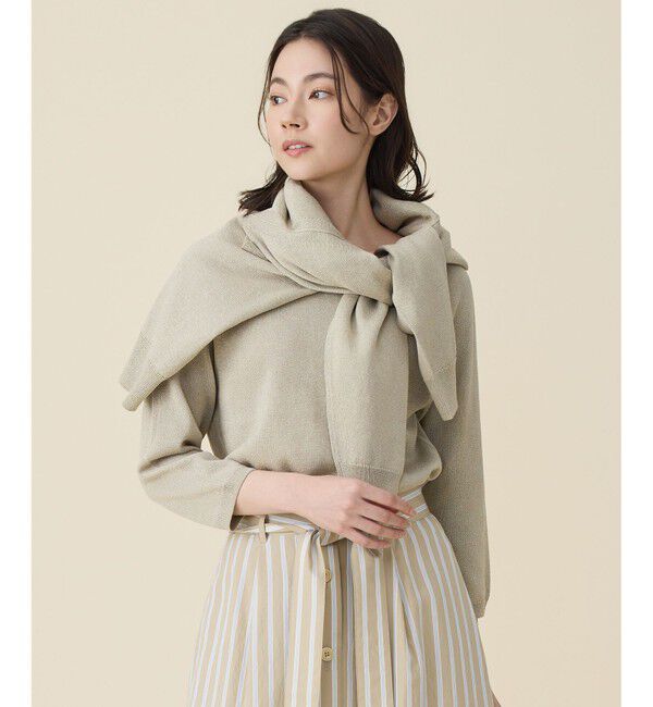 自由区「ペーパーコットンニット カーディガン」|カーディガン|ベージュ