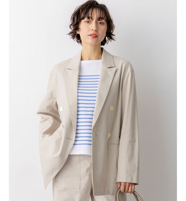 23区「スラブツイルストレッチ オーバーサイズ ダブルジャケット」|その他|ベージュ系