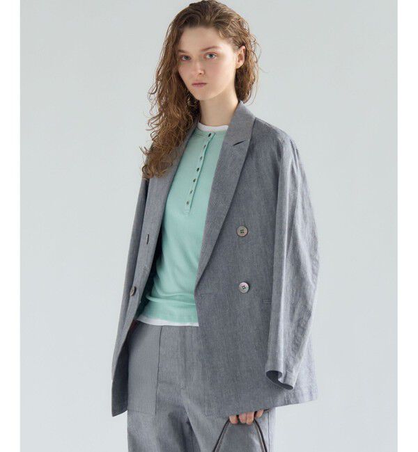 23区「スラブツイルストレッチ オーバーサイズ ダブルジャケット」|その他|ネイビー系