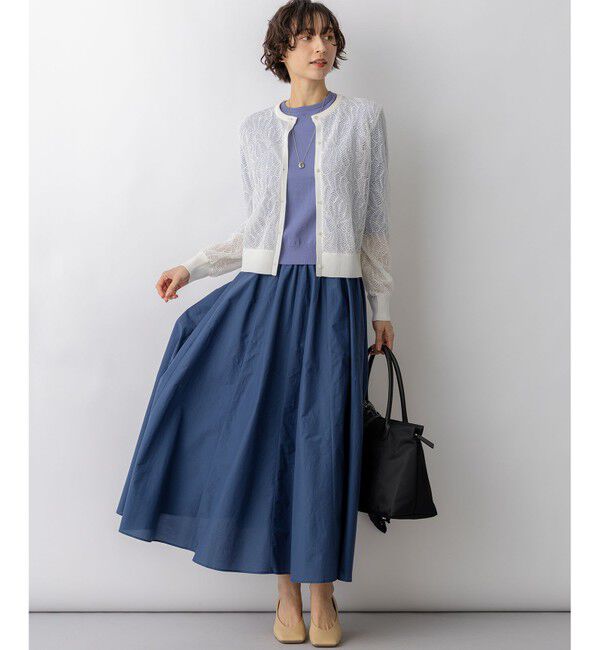 23区「ラッセルレース ニット カーディガン」|カーディガン|