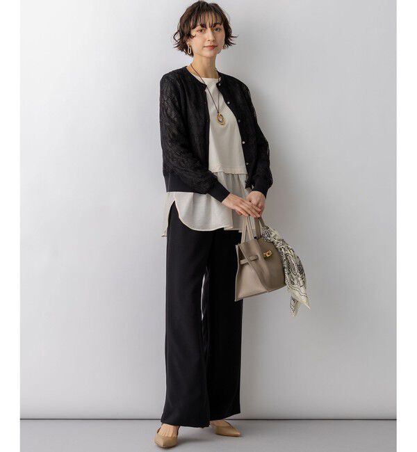 23区「ラッセルレース ニット カーディガン」|カーディガン|