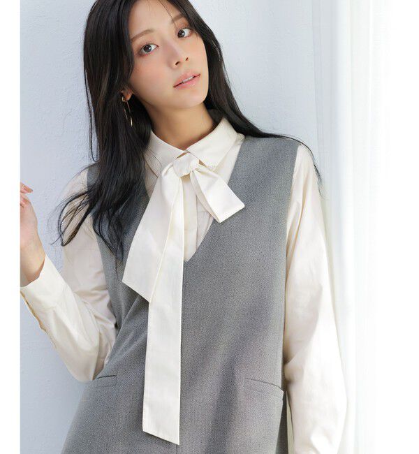 ANY SIS「ボウタイ付きビジュー シャツ」|シャツ・ブラウス|