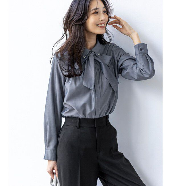 ANY SIS「ボウタイ付きビジュー シャツ」|シャツ・ブラウス|