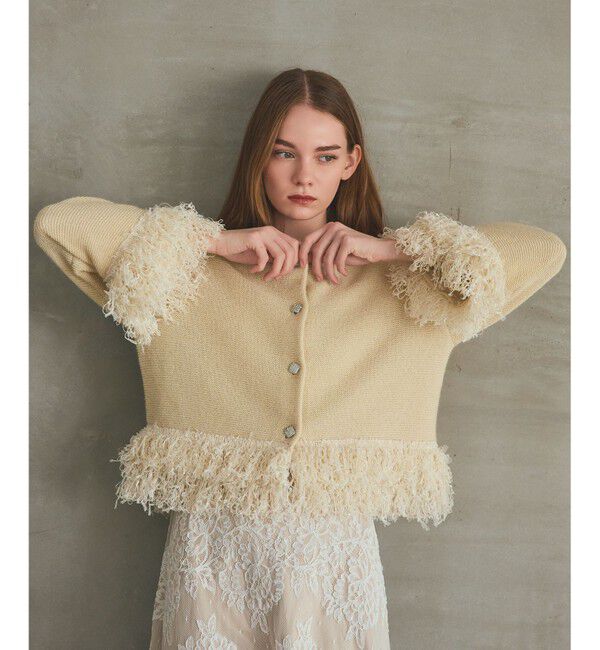 Grace Class「ラメフェザーフリンジカーディガン」|カーディガン|