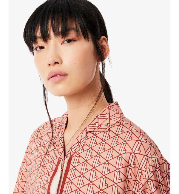 LACOSTE「ウィメンズオープンカラーモノグラムシャツ」|シャツ・ブラウス|