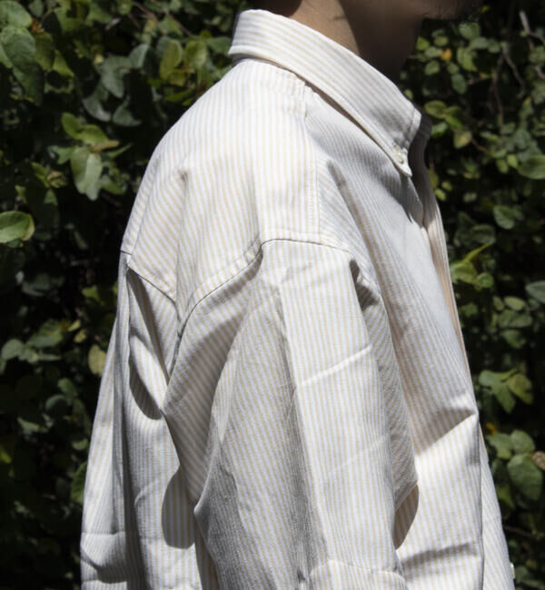 GLOSTER「【GLOSTER/グロスター】オーバーサイズ オックスボタンダウン ストライプシャツ 半袖」|シャツ・ブラウス|