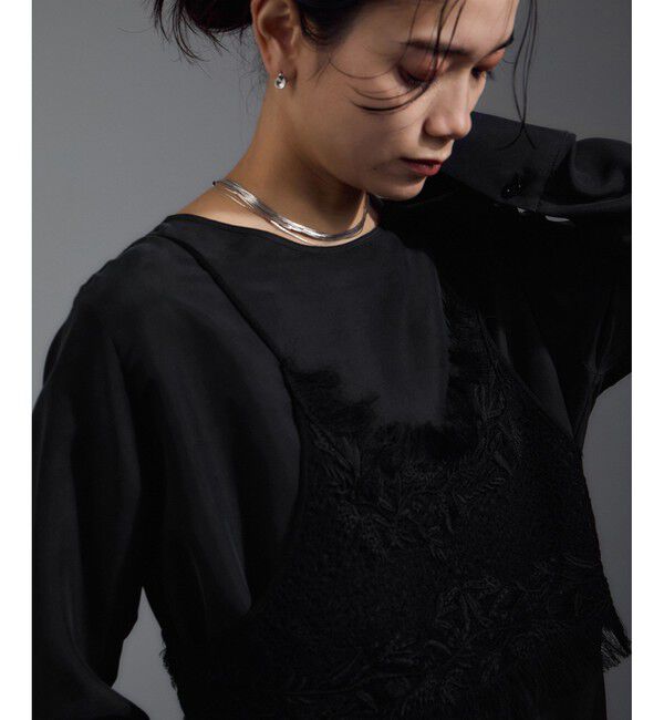 SALON adam et rope'「[25AW]GENTLE SILK ロングスリーブプルオーバー【セットアップ対応・洗える】」|シャツ・ブラウス|ブラック(01)