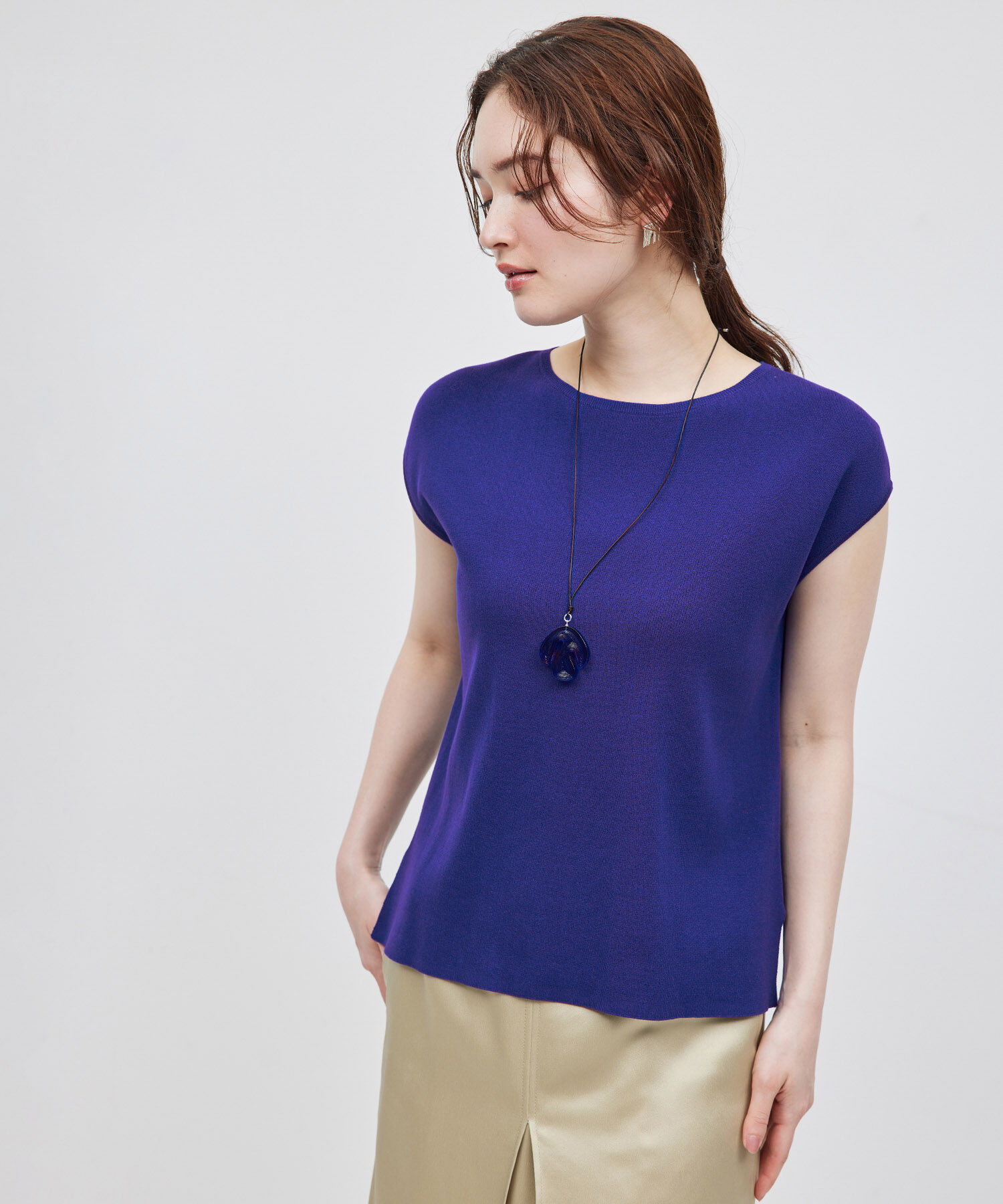 ROPE「【洗える】【接触冷感】ICE COTTONアームレットニットトップス【雑誌/メディア掲載】」|ニット・セーター|