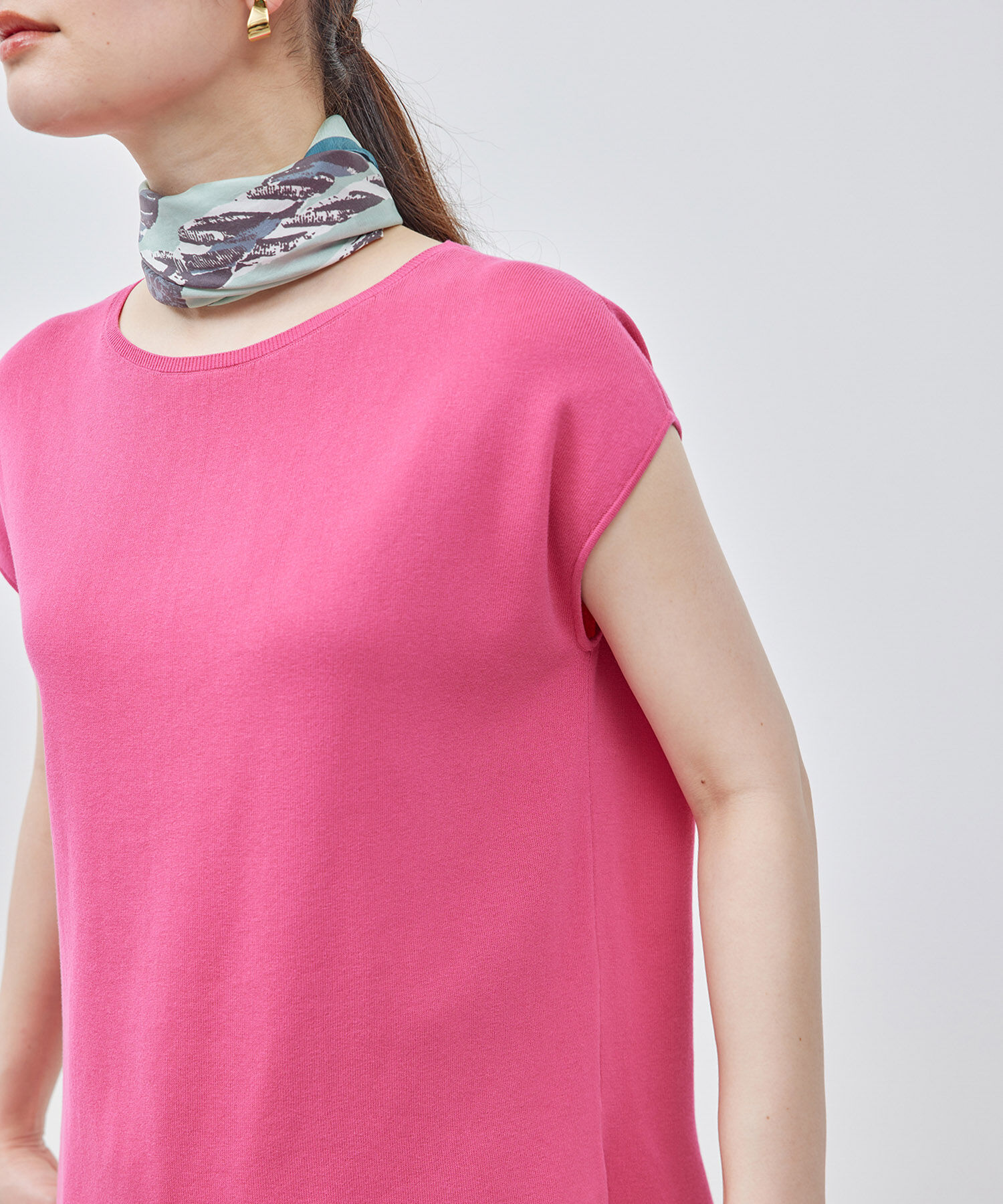 ROPE「【洗える】【接触冷感】ICE COTTONアームレットニットトップス【雑誌/メディア掲載】」|ニット・セーター|ローズピンク(64)