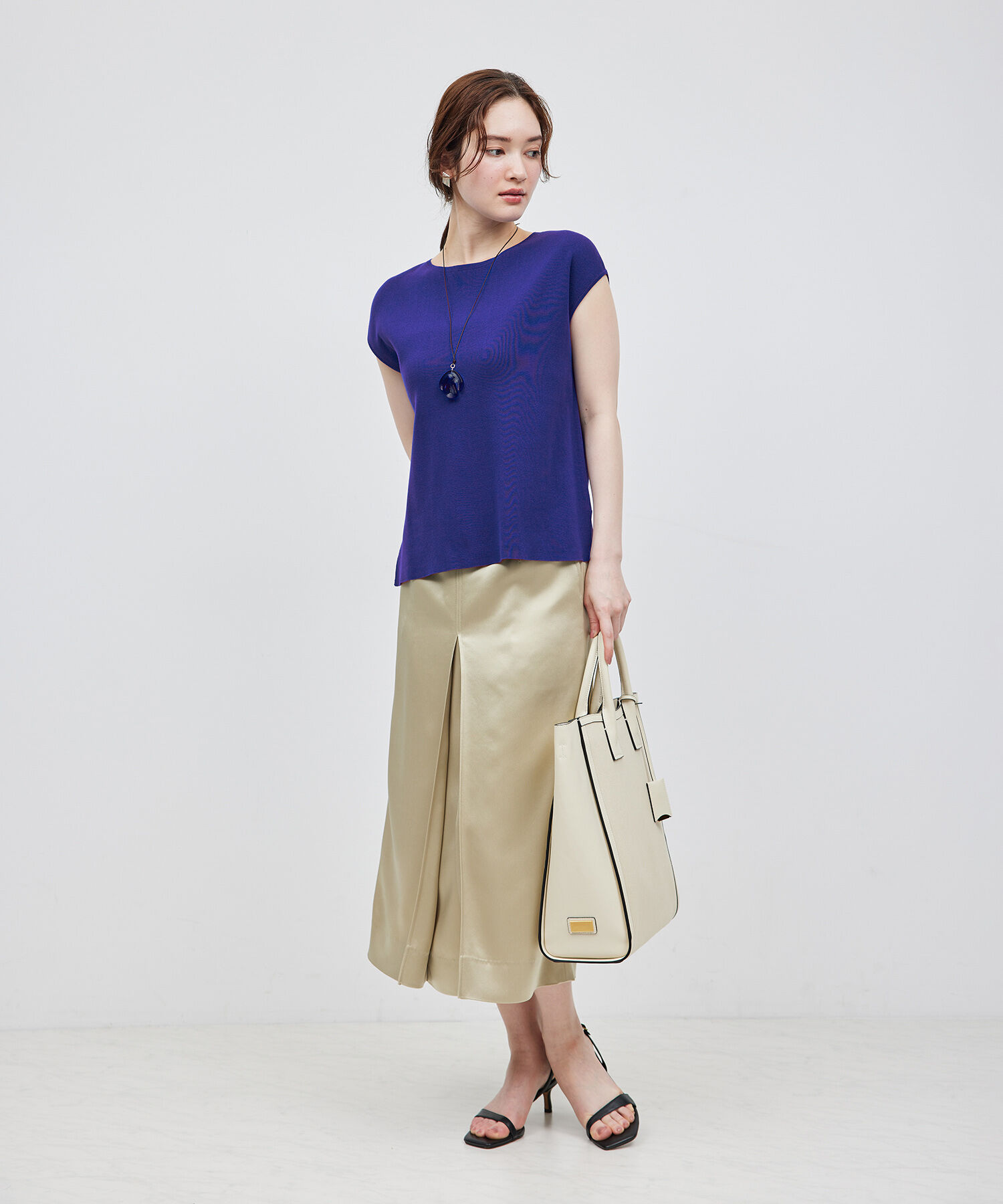 ROPE「【洗える】【接触冷感】ICE COTTONアームレットニットトップス【雑誌/メディア掲載】」|ニット・セーター|