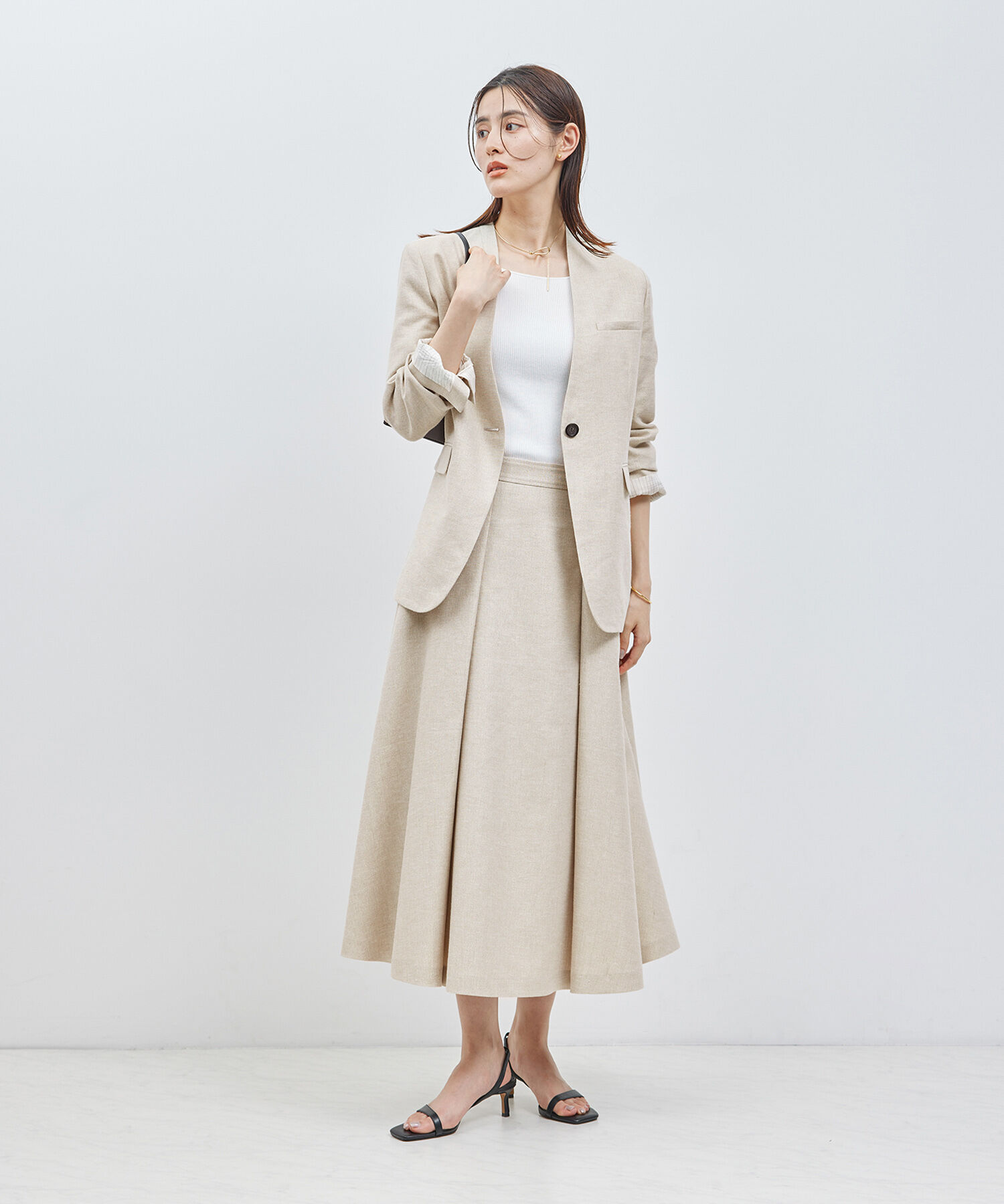 ROPE「フォルムフレアスカート（ラメ/無地）【セットアップ対応】」|スカート|