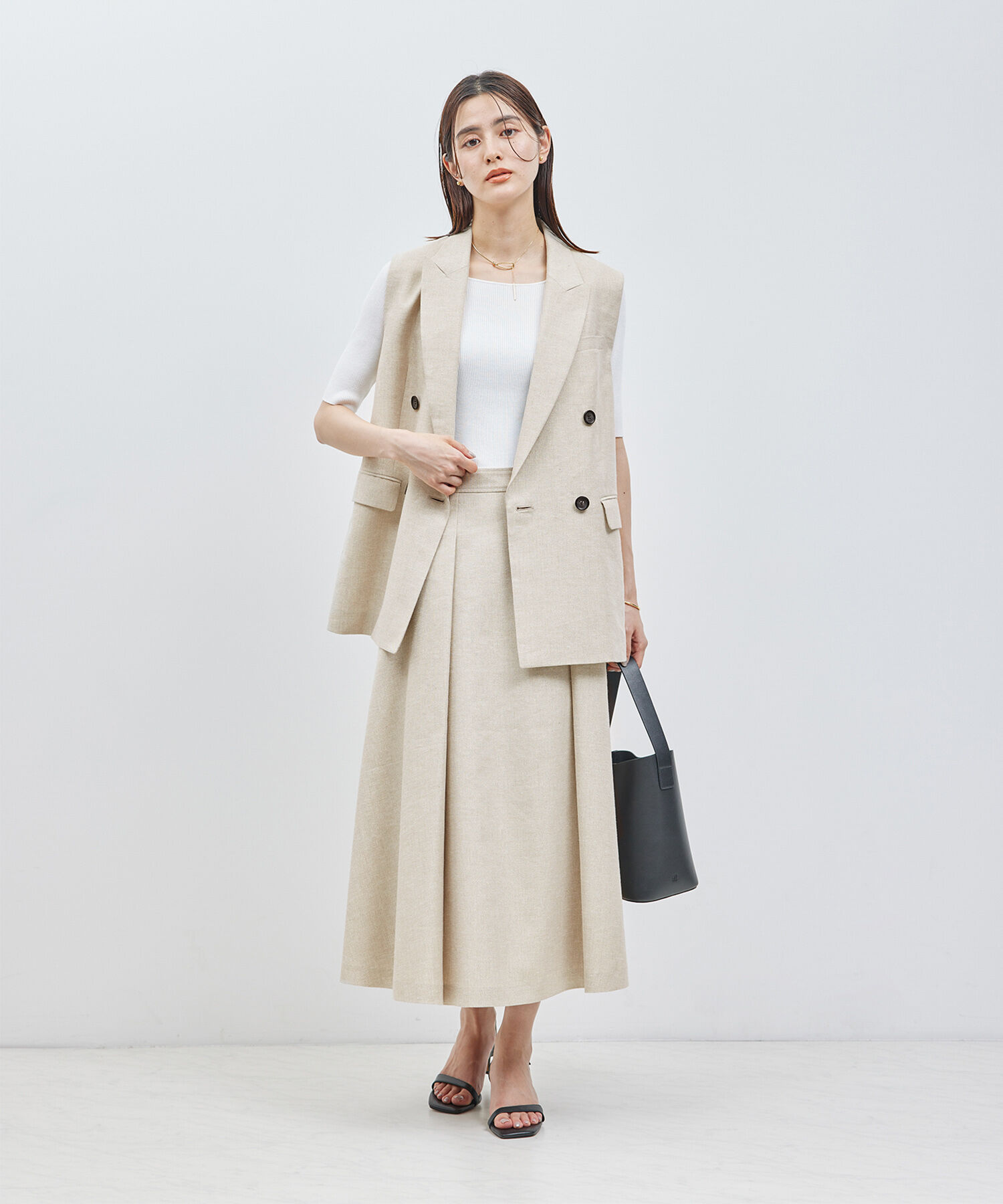 ROPE「フォルムフレアスカート（ラメ/無地）【セットアップ対応】」|スカート|