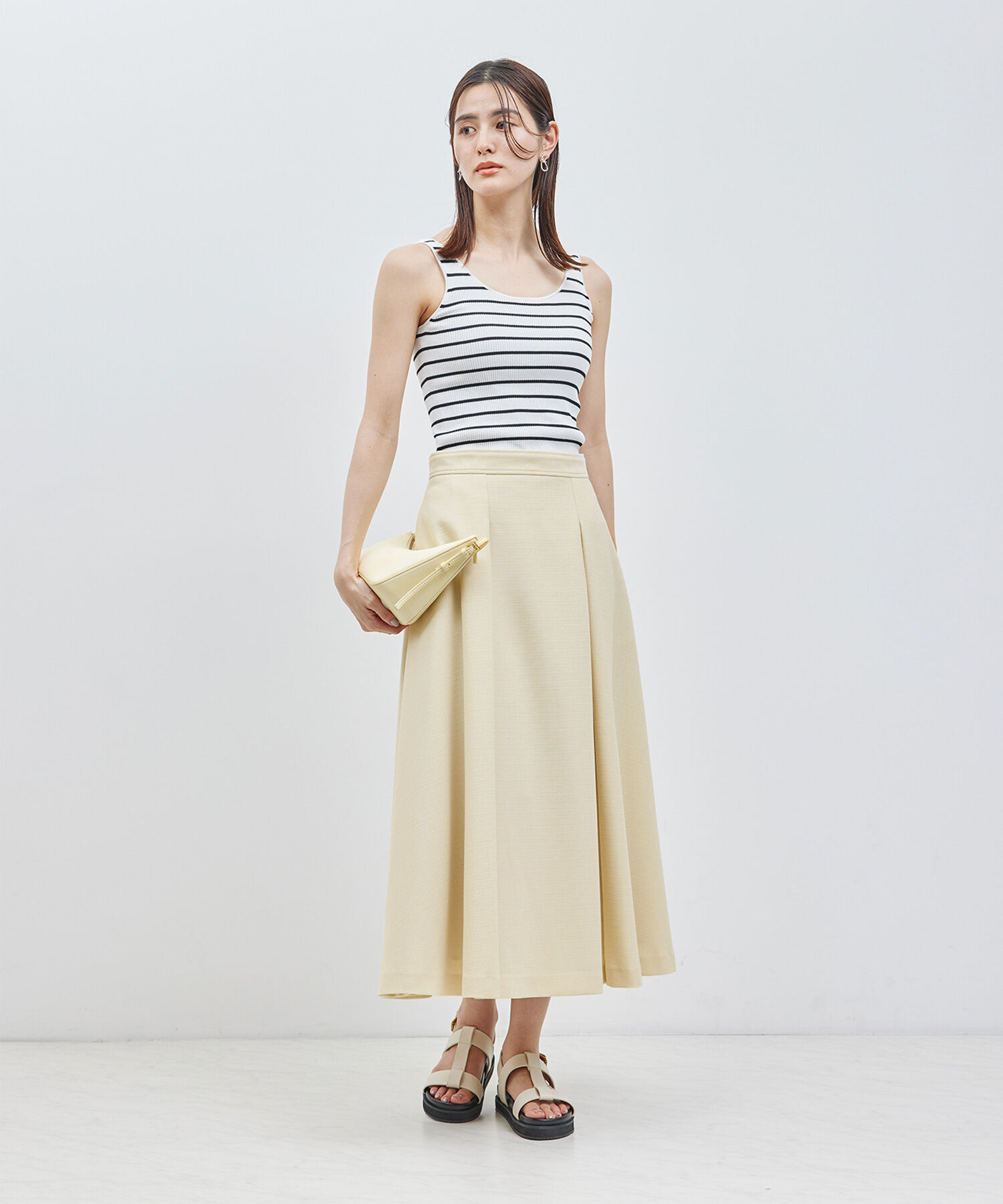 ROPE「フォルムフレアスカート（ラメ/無地）【セットアップ対応】」|スカート|