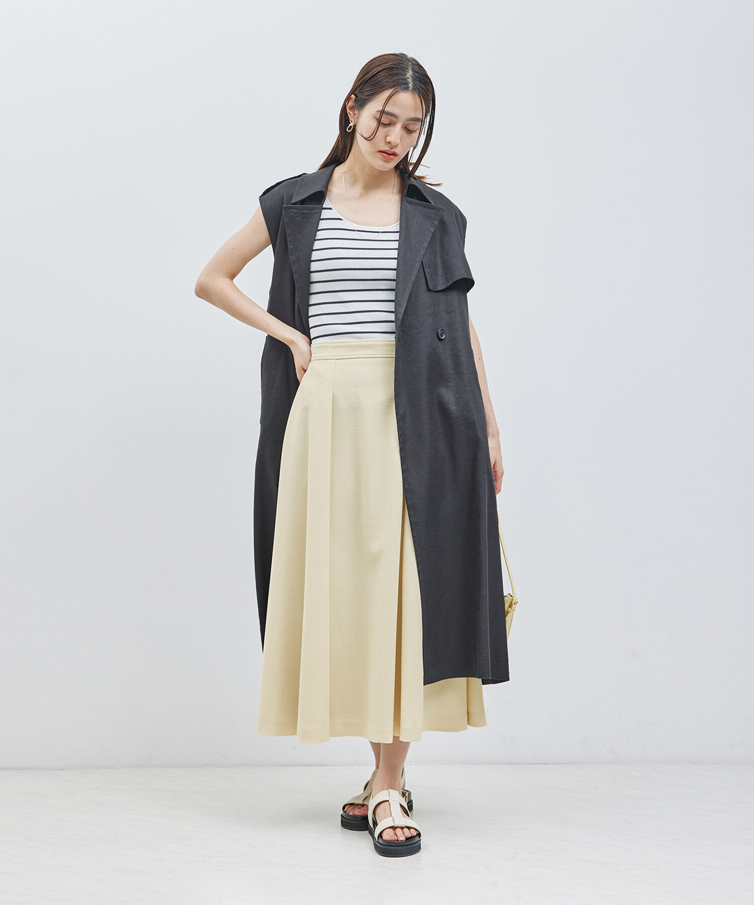 ROPE「フォルムフレアスカート（ラメ/無地）【セットアップ対応】」|スカート|