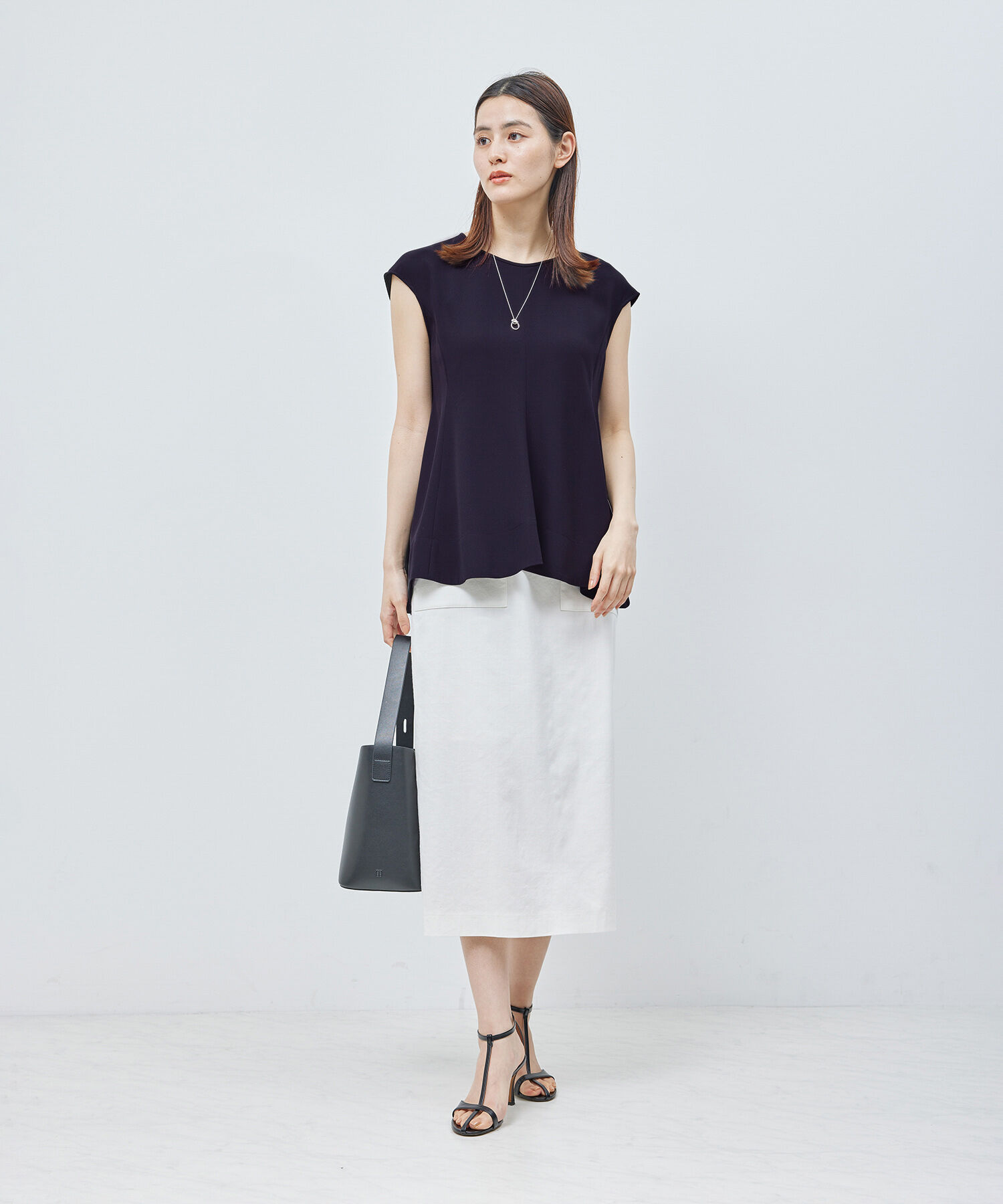 ROPE「トリアセバックサテンペプラムブラウス/セットアップ対応」|シャツ・ブラウス|