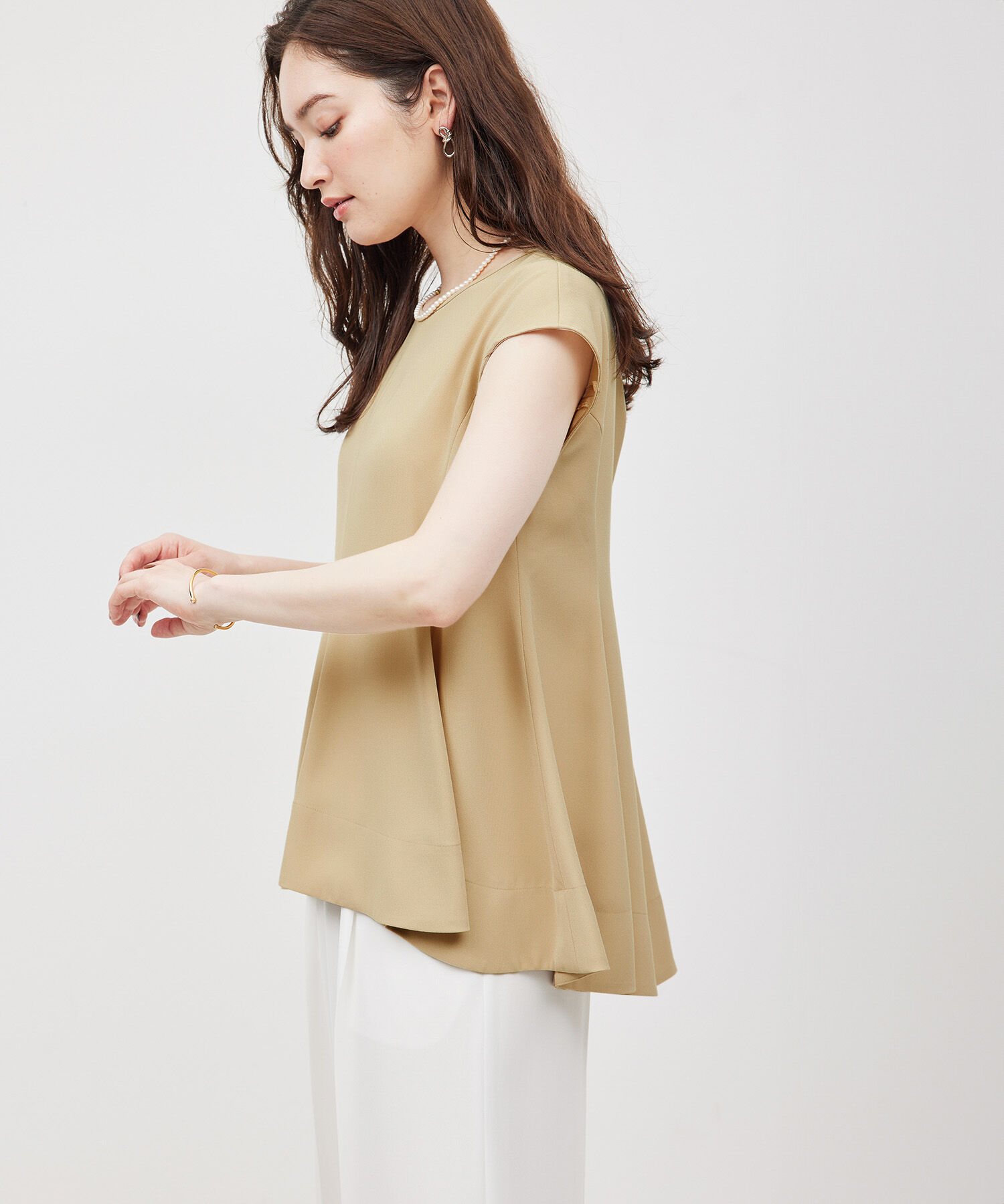 ROPE「トリアセバックサテンペプラムブラウス/セットアップ対応」|シャツ・ブラウス|