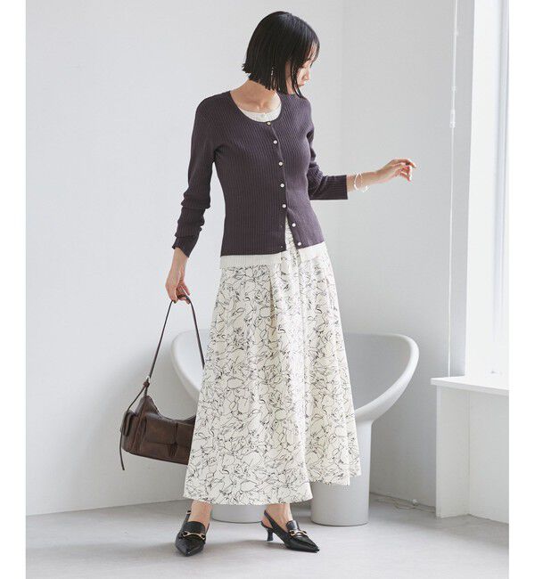 VIS「【WEB限定】アソート柄セミフレアロングスカート」|スカート|